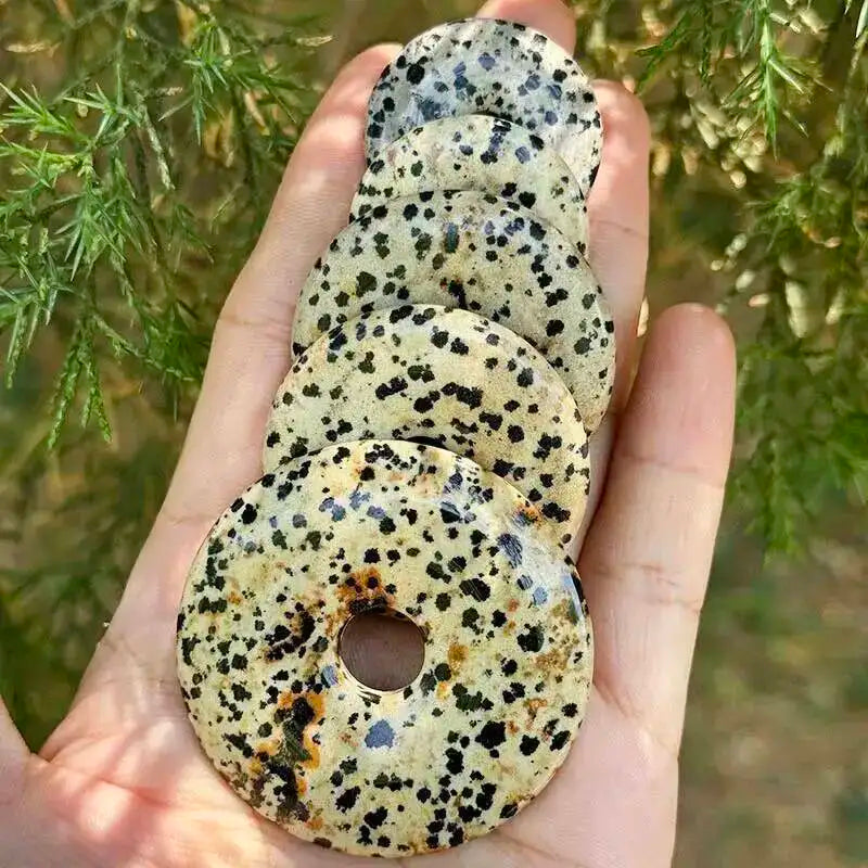 Natural Dalmatian Jasper Dount Rings Stone Beads For DIY Necklace Bracelet Pendant Jewelry Making Accessories Beads 30/40/50mm