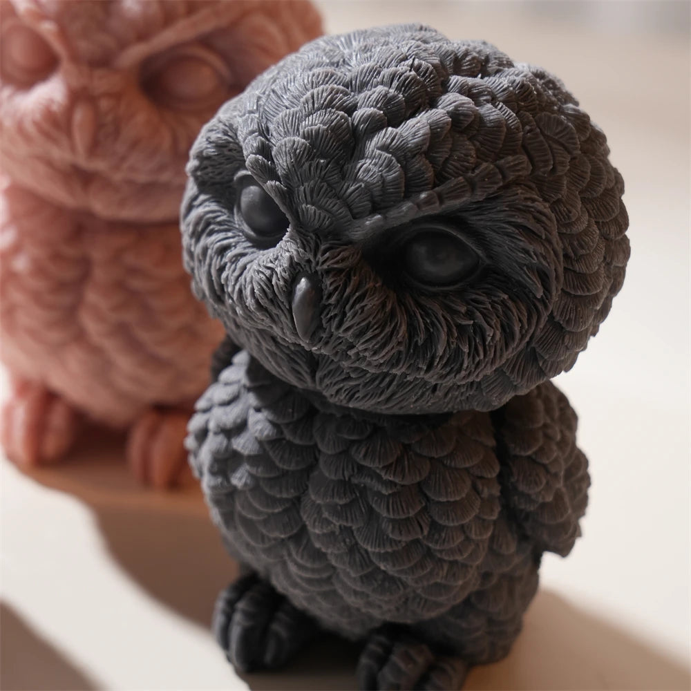 DIY Animal Sculpture Beeswax Soy Wax Candle Mold Cute Owl Candle Silicone Mold Aromatherapy Gypsum Plaster Soap Mold