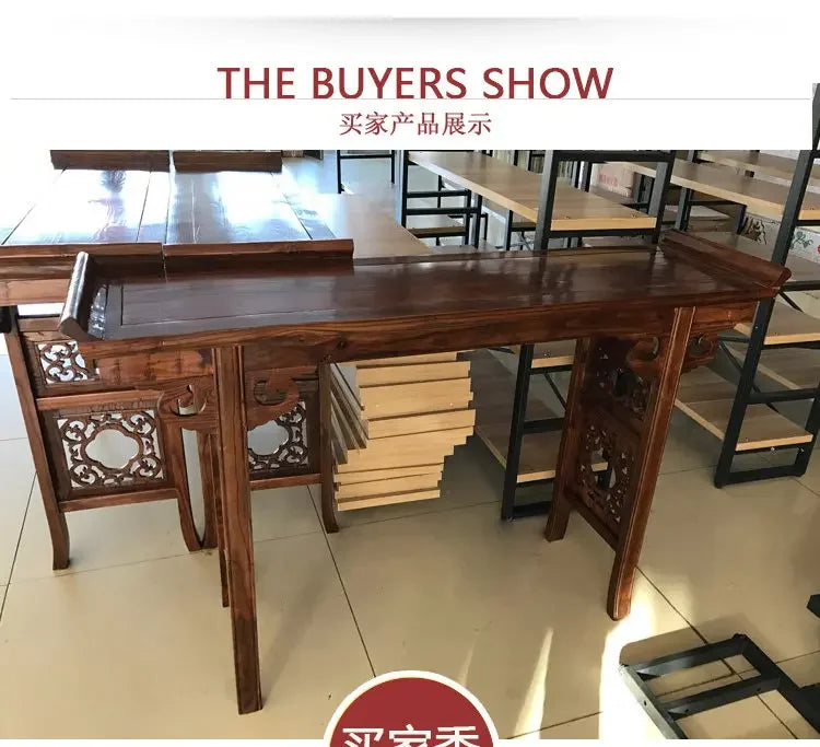 r5.21 chinoiserie solid wood casual buddha table antique carved entrance altar zen style altar elm god of wealth incense altar