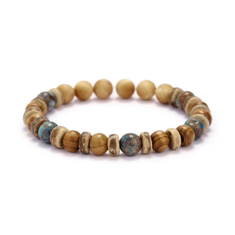 Vintage Wood Beaded Bracelet Mens Natural Stone Braslet Yoga Meditation Prayer Jewelry Tiger Eye Braclet Homme