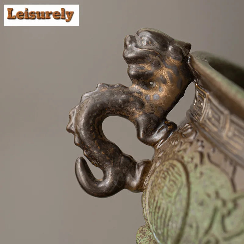 Antique Kiln Change Green Field Incense Stove Treasure Bowl Line Aromatherapy Furnace Consecrate Buddha Triangle Holder Ornament