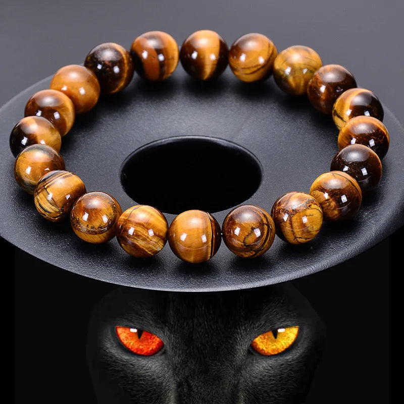 1pc Fashion Tiger Eye Bangles Men 6/8/10mm Natural Energy Stone Beads Reiki Healing Bracelets for Women Jewelry Gifts