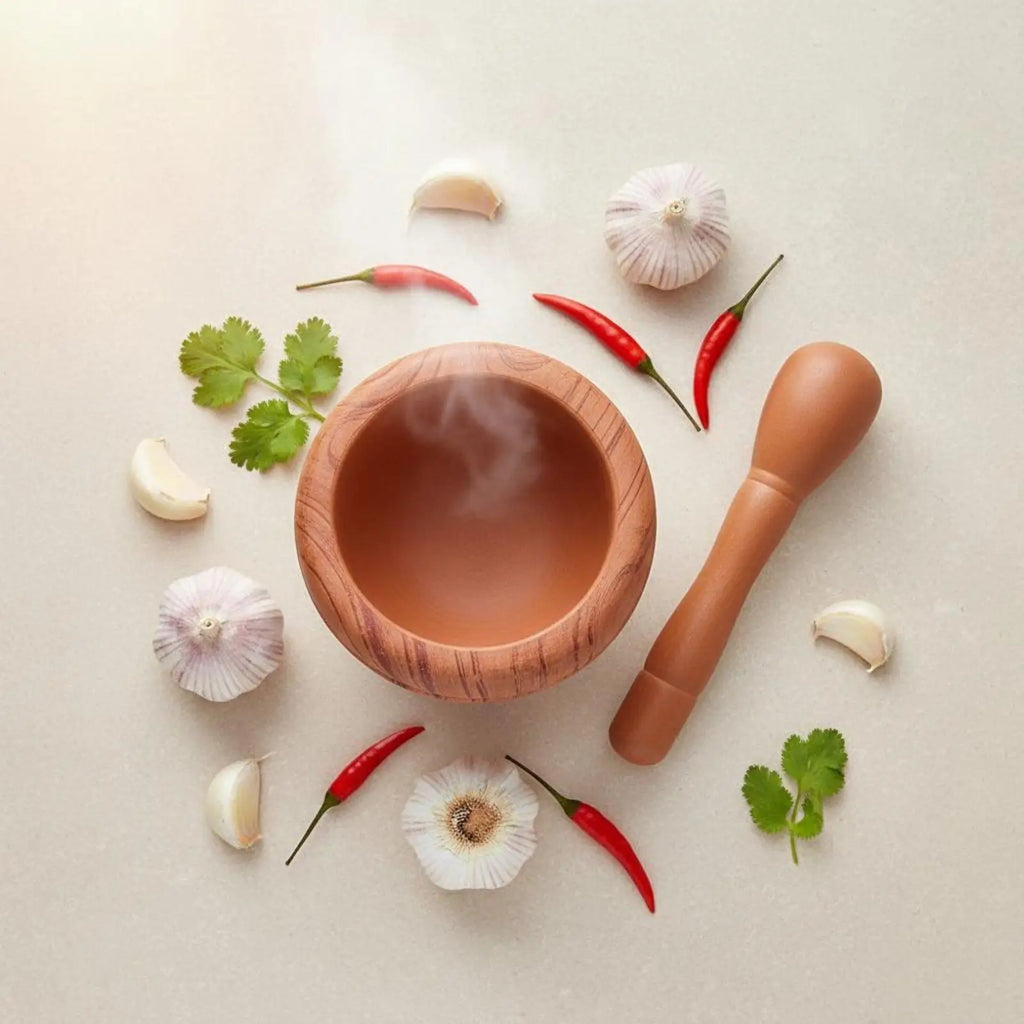 Garlic Grinder Manual Spice Garlic Mortar Pestle for Pepper Herbs Grinding Kitchen Tool