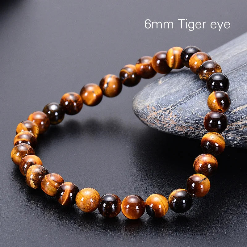 1pc Fashion Tiger Eye Bangles Men 6/8/10mm Natural Energy Stone Beads Reiki Healing Bracelets for Women Jewelry Gifts