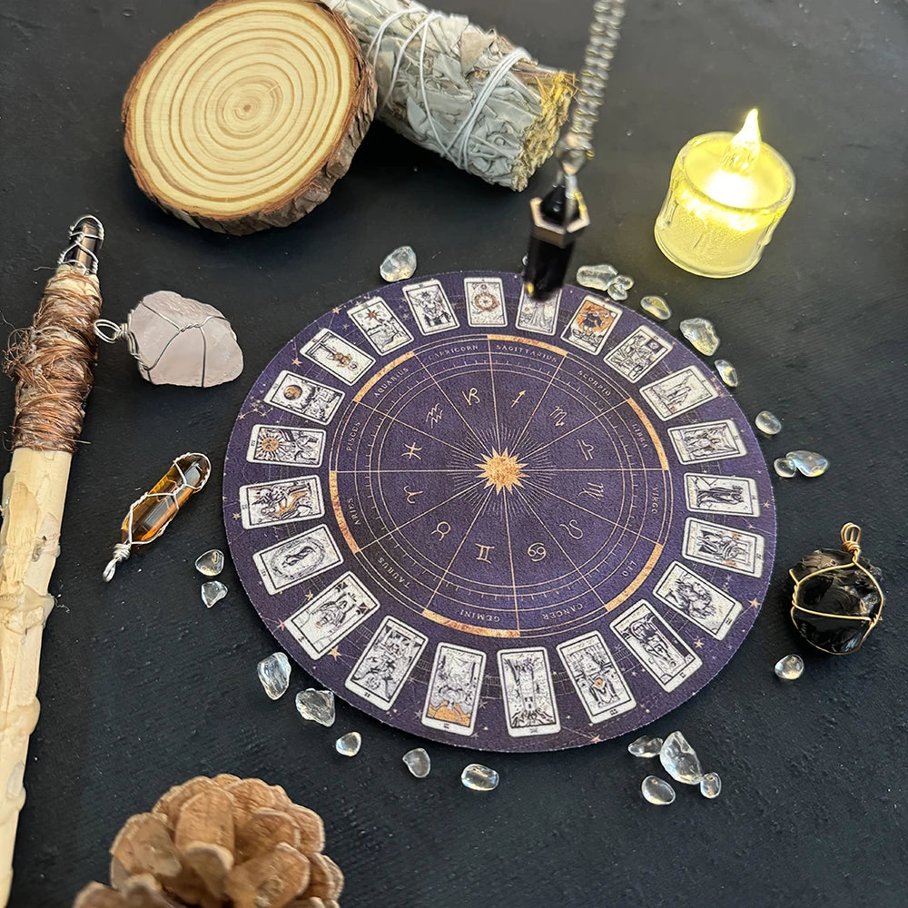 Crystal & Star Astrology Rubber Pendulum Board Mysterious Divination Altar Decor Suitable for Astrology Games & Pendulum Scrying