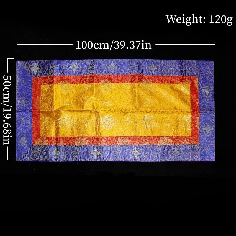 Tibetan-Style Tablecloth Decorative Scripture Mat Fabric Embroidered Rose Guru Offering Tablecloth Dharma Offering Altar Cloth