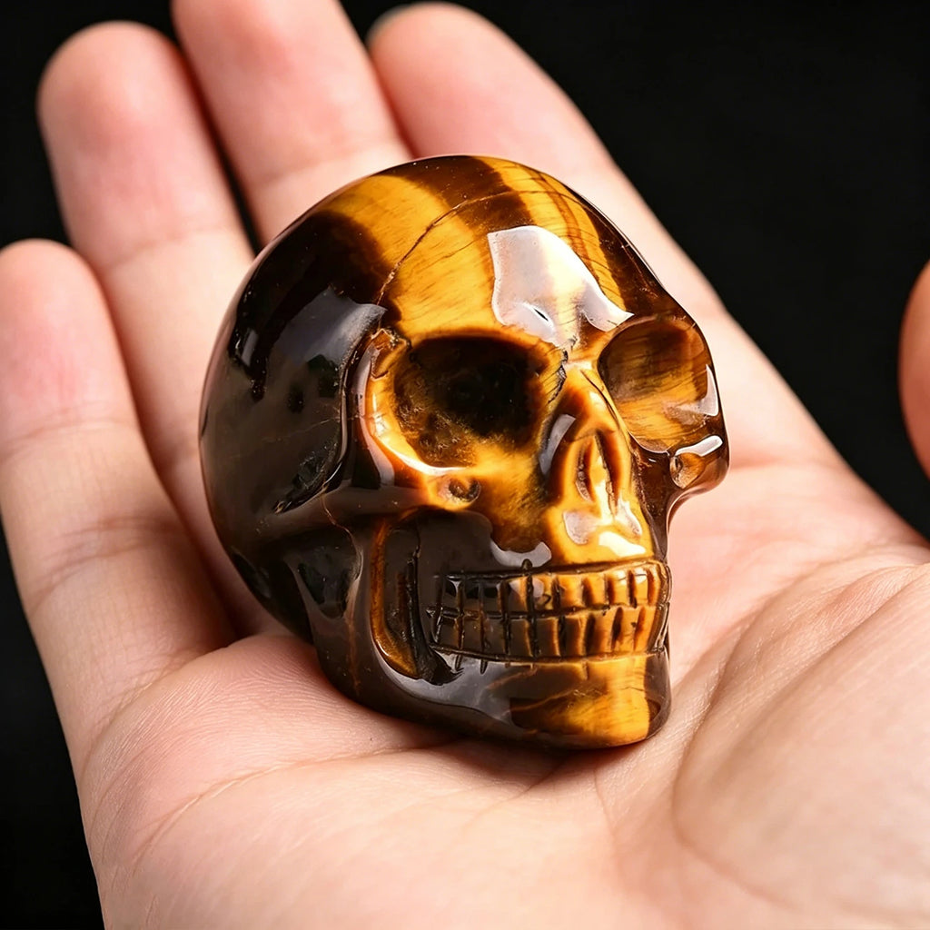 2 Inch Natural Crystal Skull Figurine Hand Carved Gemstone Amethyst Skull Statue Home Desk Decor Ornament Halloween Gift