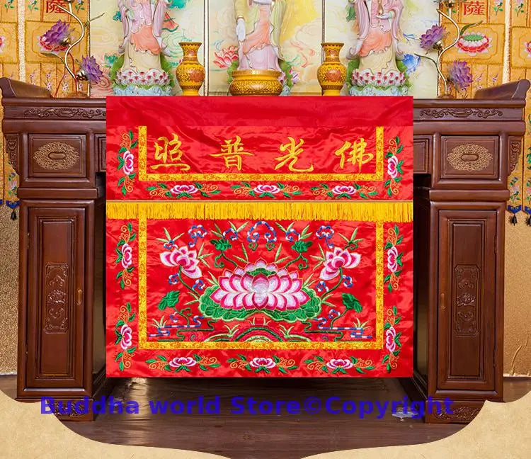 100CM Wholesale Buddhist Taoism Item Temple abbey shrine Worship Buddha Embroidery Altar table enclosure wall Hanging Curtain
