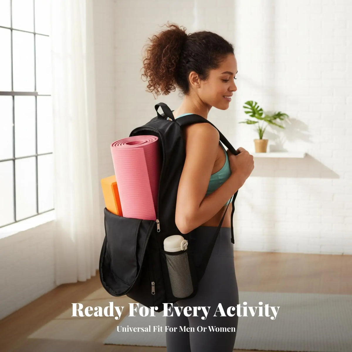Waterproof Sports Contain Yoga Mat Bag Fitness Mat Thick Carrier with Front Zipper Pocket for Gym Exercise Equipment Storage