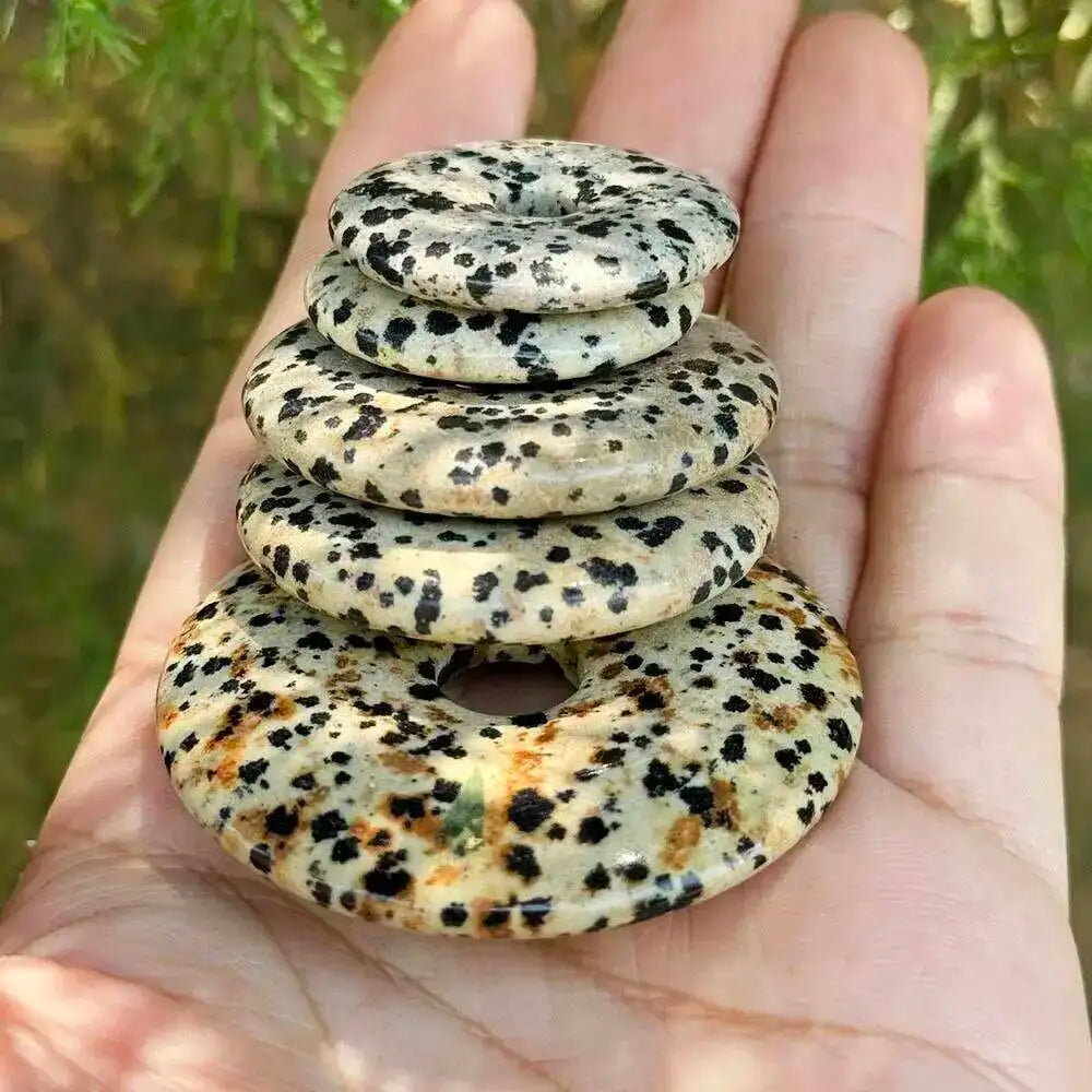 Natural Dalmatian Jasper Dount Rings Stone Beads For DIY Necklace Bracelet Pendant Jewelry Making Accessories Beads 30/40/50mm