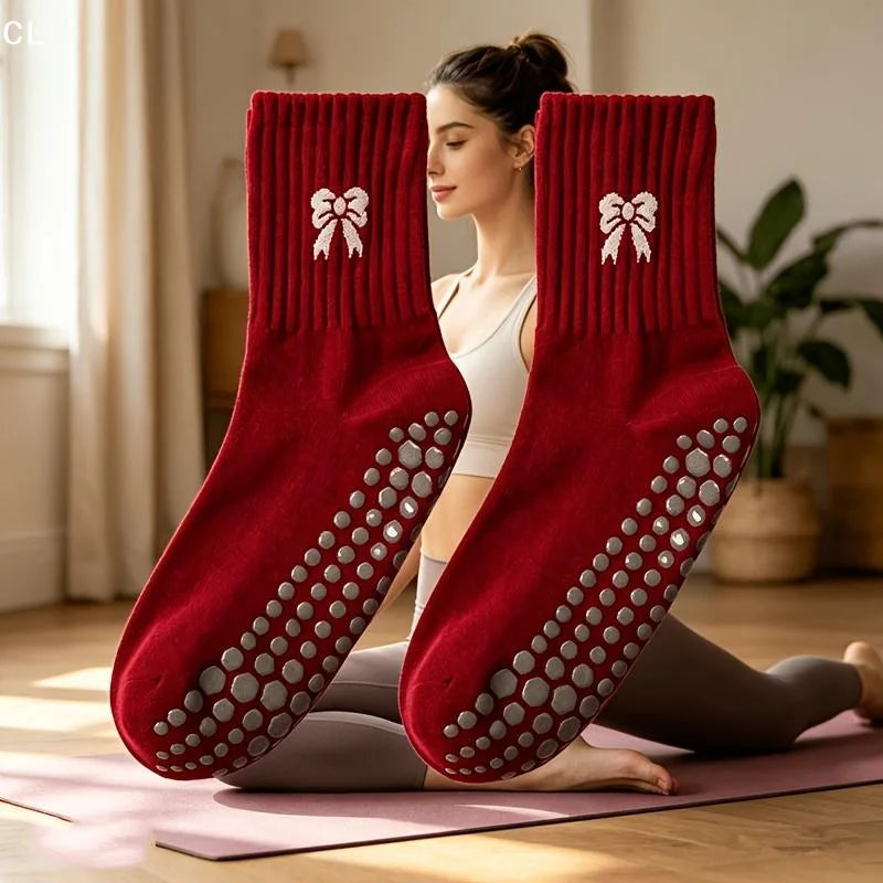 AttireTrove1 Pair Of Pilates Exercise Fitness Adult Dance Anti Slip Socks Leg Pressure Floor Yoga Socks