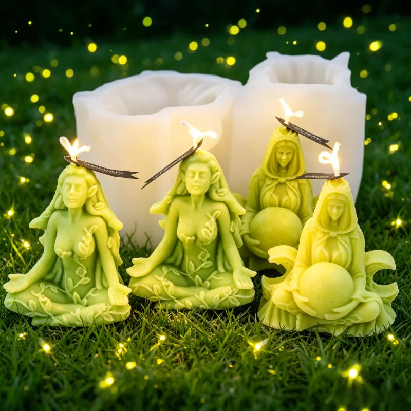 Wiccan Spiritual Goddess Candle Silicone Mold 3D Mother Earth Gaia Wax Mould for Resin Soap Witchy Boho Celestial Home Decor