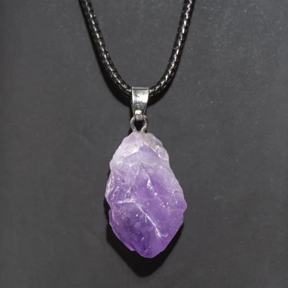 Natural Amethysts Flower Necklace Reiki Healing Stone Irregular Shape Jewelry DIY Gift Adjustable Choker Lucky Pendant For Women