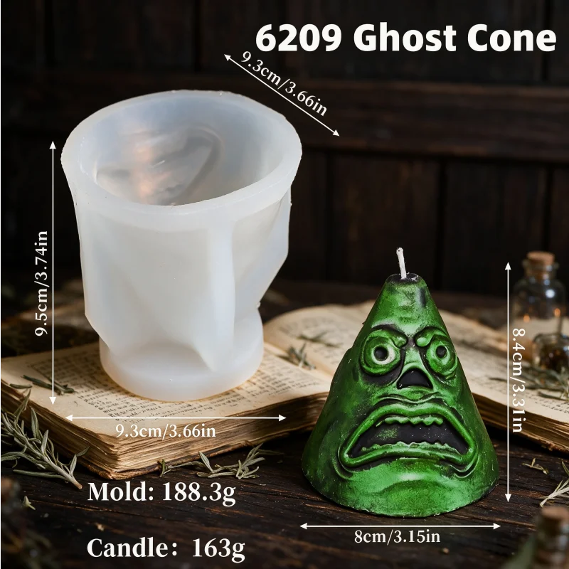 3D Witch Broom Candle Mold Handmade Pillar Mold Witchcraft Whisk Broom with Pumpkin Skull Face Magic Ritual Spiritual Candle Mld