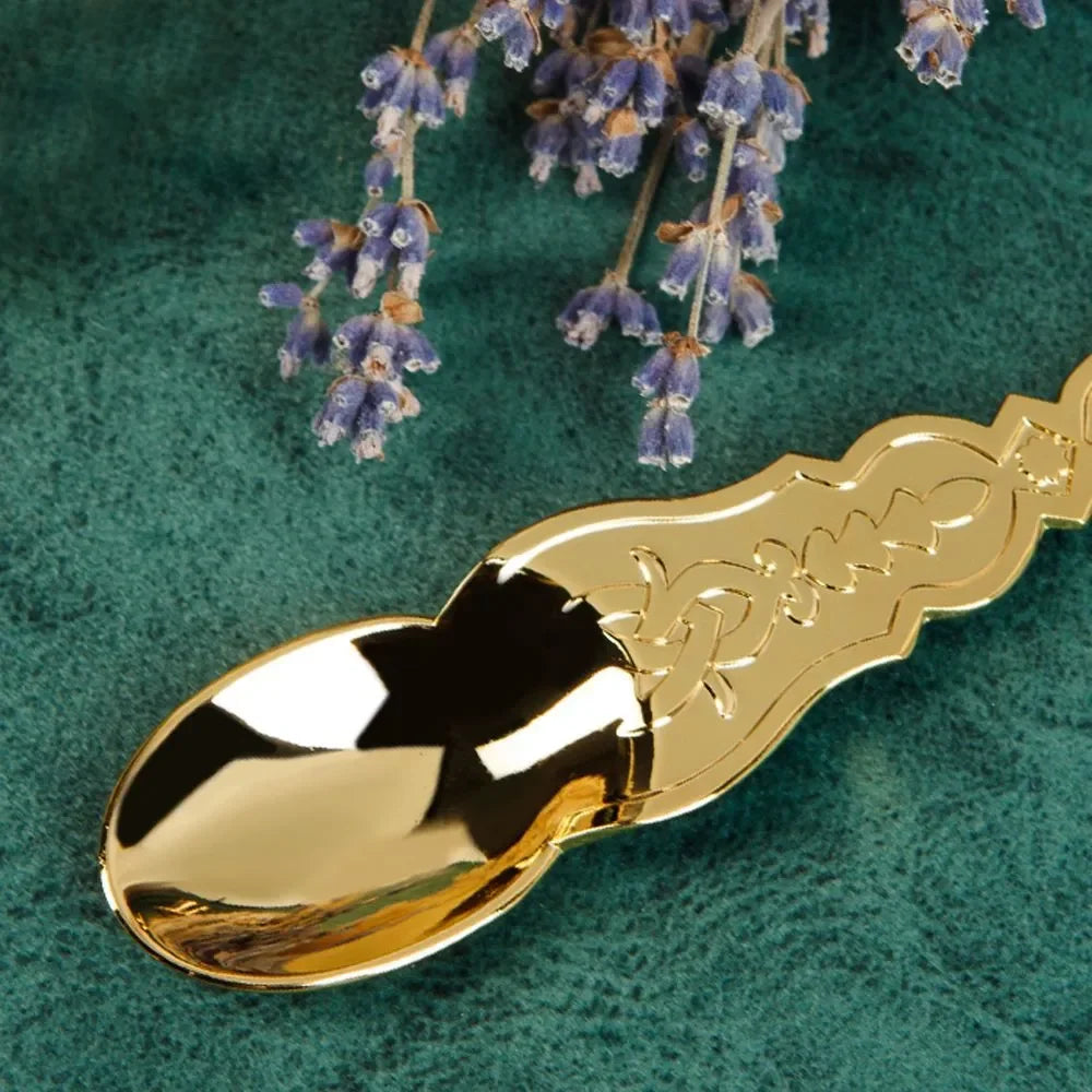 HTISOK Eastern Orthodox Church Baptismal Supplies Gold Plated Holy Grail Plate Spoon Religious Ritual Accessories Holy Water Set