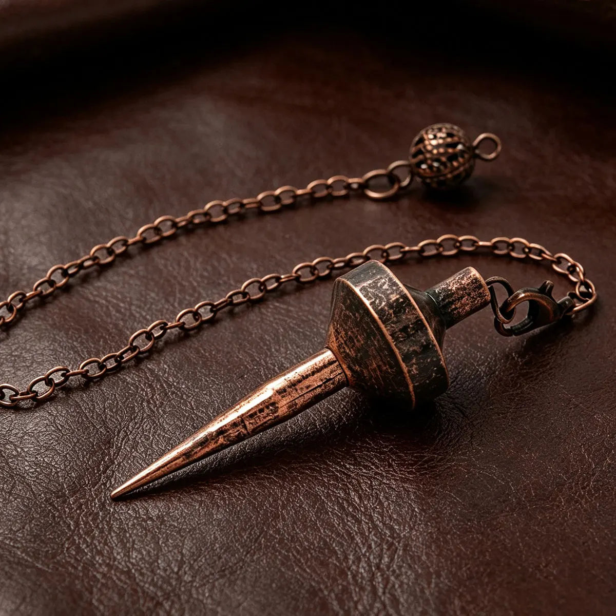 Retro Copper Metal Pendulum for Divination Dowsing Reiki Cone Pointed Pendulums Healing Wicca Spiritual Tool  Witch Pendulo X406