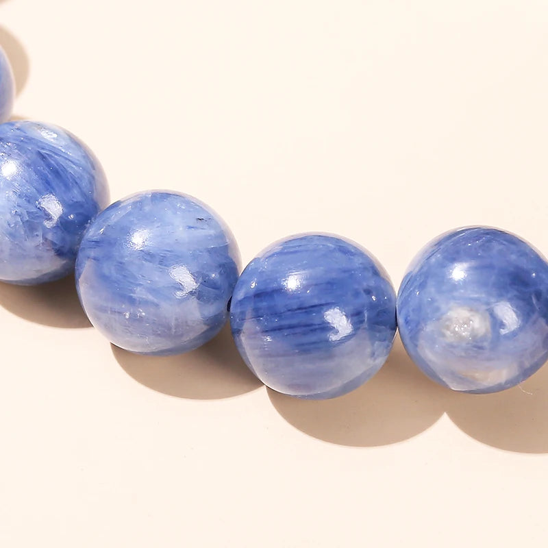 JD 5A Natural Brazilian Kyanite Bracelet Blue Cat's Eye Healing Stone Beads for Women Men Chakra Energy Jewelry Gift