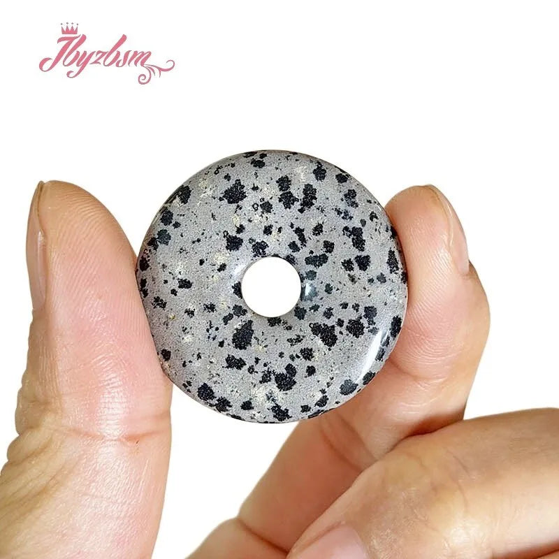 Natural Dalmatian Jasper Dount Rings Stone Beads For DIY Necklace Bracelet Pendant Jewelry Making Accessories Beads 30/40/50mm