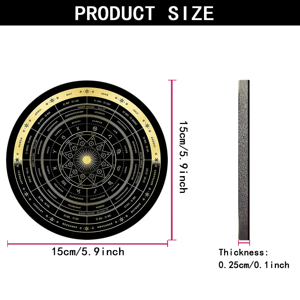 Crystal & Star Astrology Rubber Pendulum Board Mysterious Divination Altar Decor Suitable for Astrology Games & Pendulum Scrying