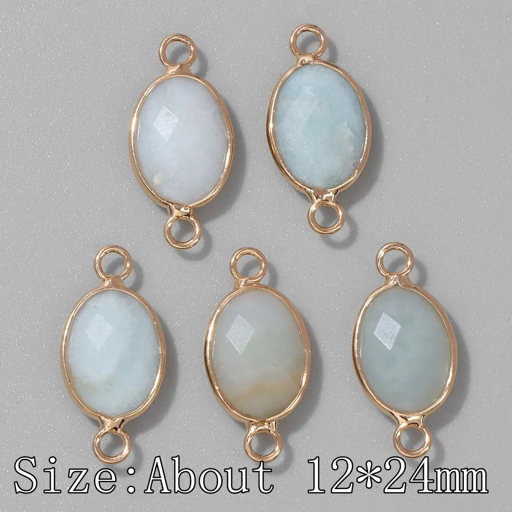 3Pcs Faceted Natural Stone Pendants Tiger Eye Crystal Double Hole Connectors Charm for Jewelry Making DIY Necklace Accessories