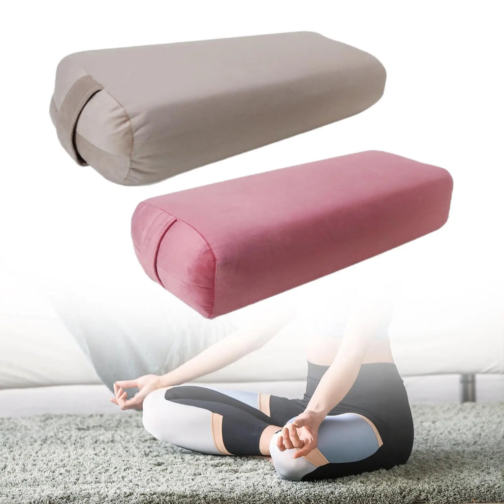 Yoga Bolster Pillow High Elastic Removable Cover with Carry Handle Pillow Meditation Cushion for Legs Restorative Yoga