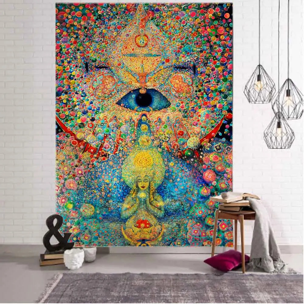 Tapestry Wall Hanging Chakra Psychedelic Art Animal Bohemian Hippie Witchcraft Living Room Bedroom Wall Decoration Yoga Mat