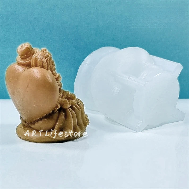New Skull Couple Silicone Candle Mold DIY Bride and Groom Sculpture Crafts Plaster Resin Casting Tool Halloween Decoration Gift