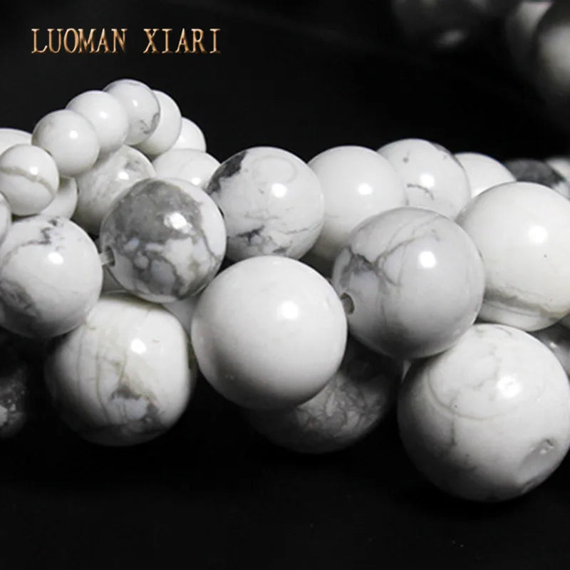 Natural Stone White Howlite Turquoise Loose Round Spacer Beads For Jewelry Making  DIY Necklace Bracelet Accessories 2-14MM 15''