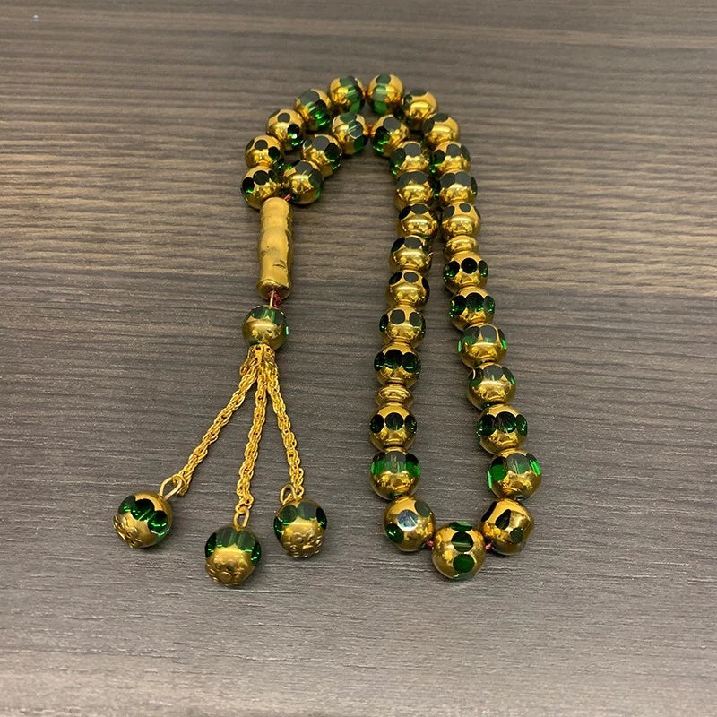 Prayer Beads Bracelet 33 Pieces Gold Wrapped Crystal Hand String Exquisite Ornament For Daily Wear And Collection