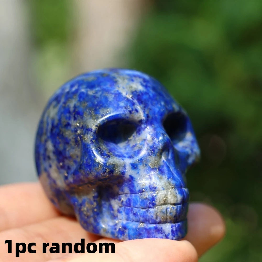 Natural Lapis Lazuli Skull Crystal Themed Indoor and Outdoor Decoration or Occasions Like Halloween Easter and Rock Collectors