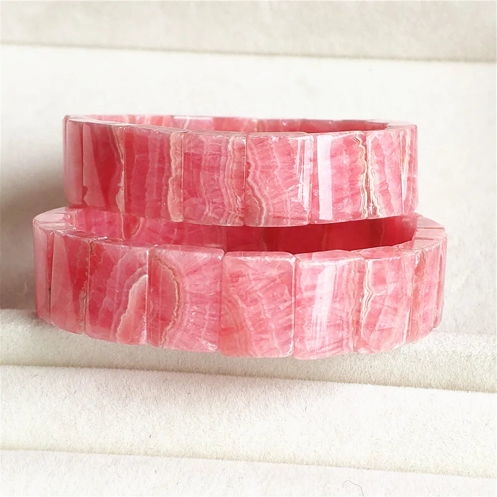 Natural Red Rhodochrosite Rectangle Bracelet Jewelry 16x12mm For Women Men Rose Rhodochrosite Bangle AAAAAA