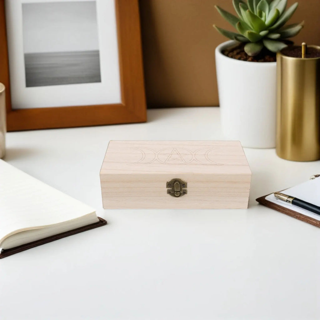 Wooden Tarot Card Holder Box Decorative Storage Chest Rectangle Keepsake Jewelry Organizer Memory Photo Trinket Divination Tool