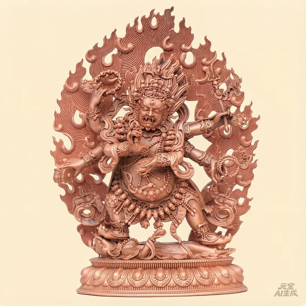 free shipping Nepal Tibet Red copper Carving Mahakala handmade buddha statue God of wealth sculpture