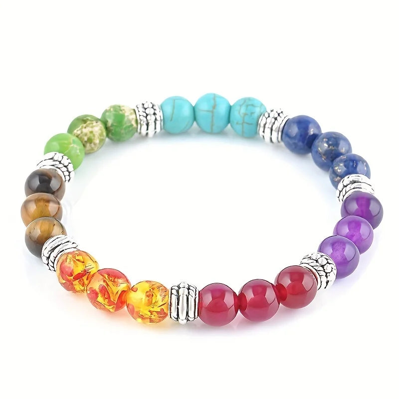 Women 7 Chakra Healing Crystal Gemstone Bead Set Yoga Balancing Necklace Bracelet Reiki Solid Design Daily Party Birthday Gift