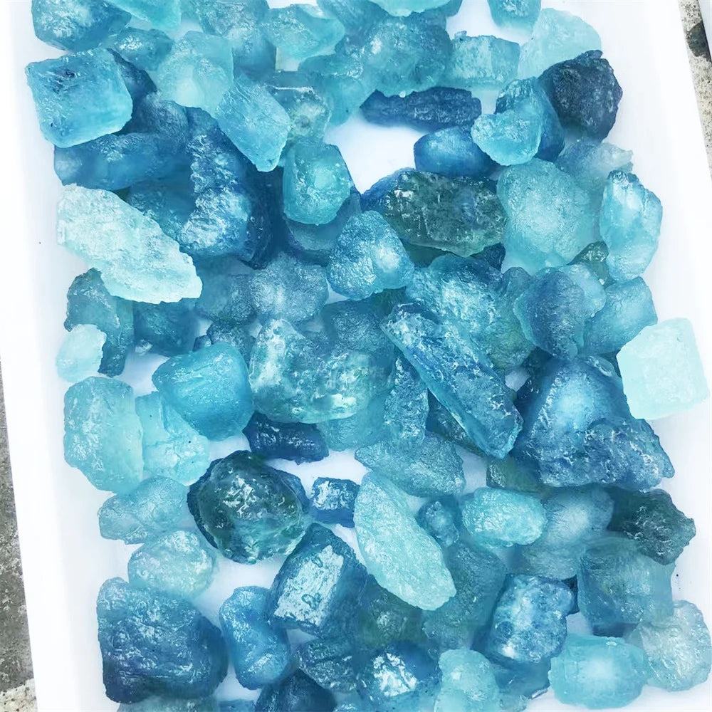 Natural Crystal Aquamarine Raw Stone Quartz Rock Collectible Mineral Specimen Healing Rough Gemstone Home Room Decoration