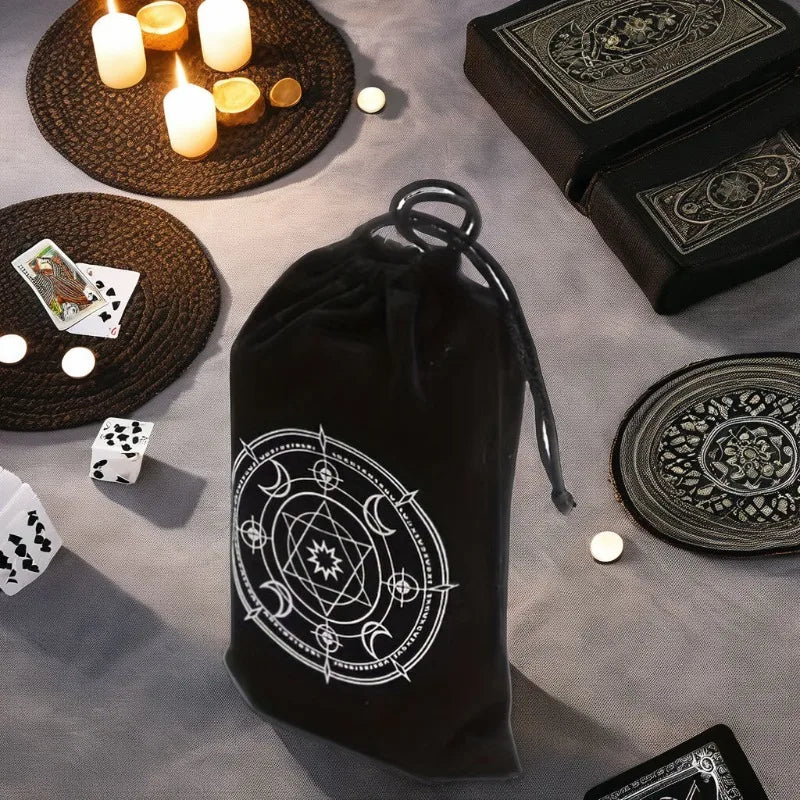 1Piece 12x18cm Black Velvet Tarots Bag Cards Storage Runes Constellation Witch Divination Accessories Jewelry Dice Pouch