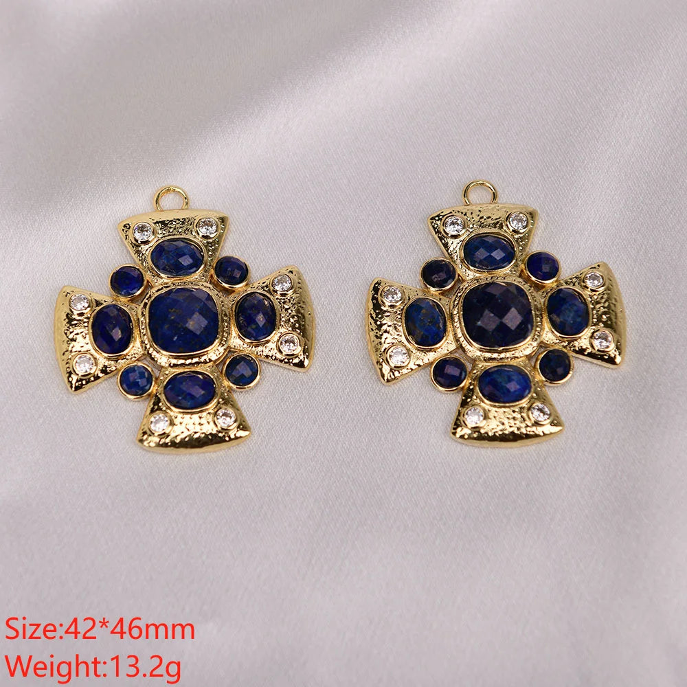 APDGG N150 2 Pcs Natural Blue Lapis Lazuli Pendant Jewelry Making DIY