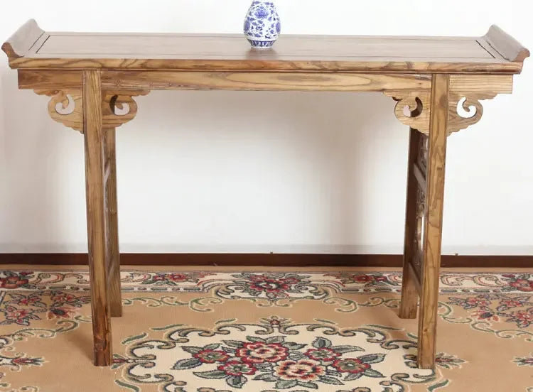 r5.21 chinoiserie solid wood casual buddha table antique carved entrance altar zen style altar elm god of wealth incense altar