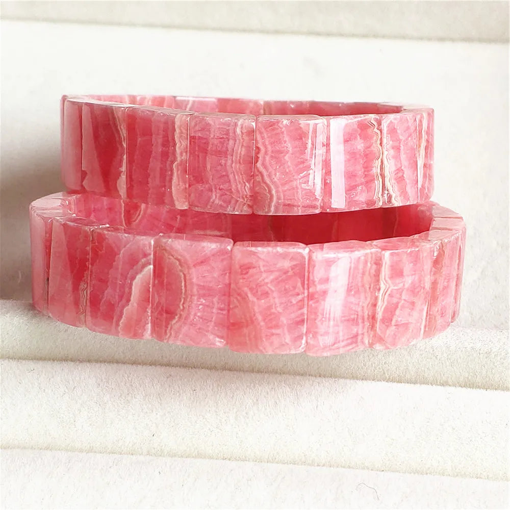 Natural Red Rhodochrosite Rectangle Bracelet Jewelry 16x12mm For Women Men Rose Rhodochrosite Bangle AAAAAA
