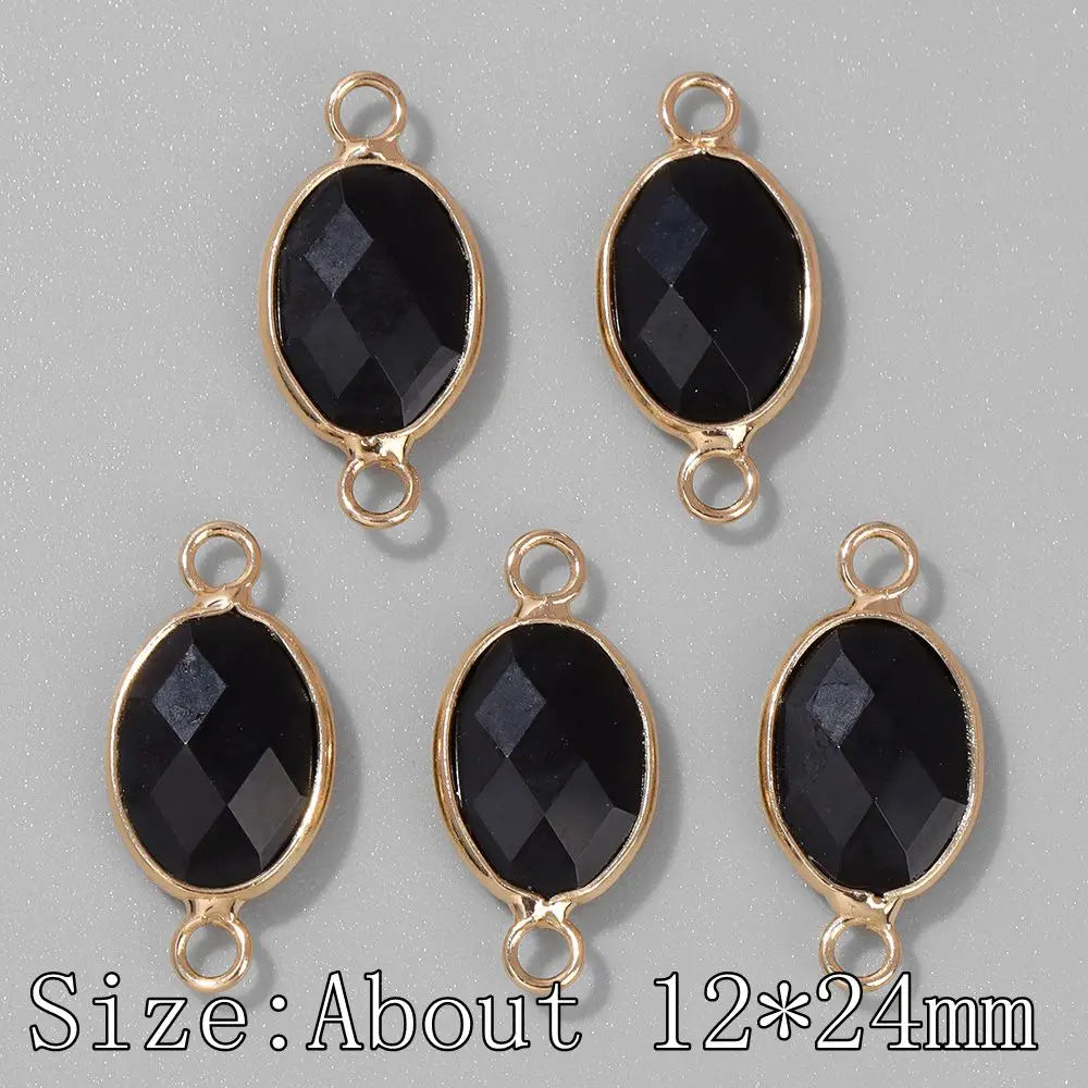 3Pcs Faceted Natural Stone Pendants Tiger Eye Crystal Double Hole Connectors Charm for Jewelry Making DIY Necklace Accessories