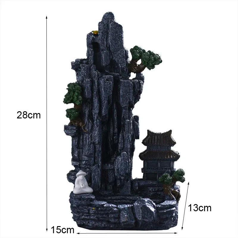 1pc Waterfall Backflow Incense Burner Zen Tea Room Decoration Micro Landscape Incense Stick Holder Ashtray (Without Incense)