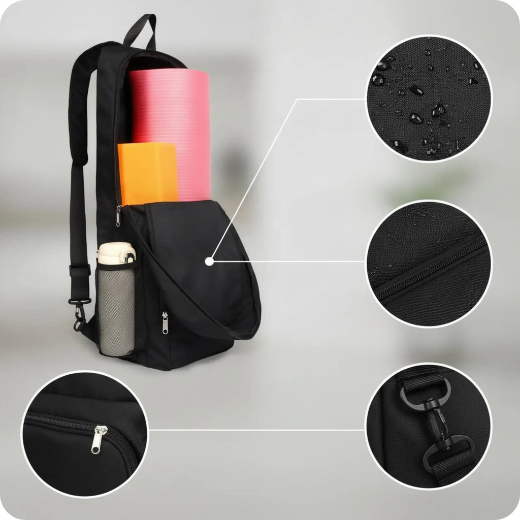 Waterproof Sports Contain Yoga Mat Bag Fitness Mat Thick Carrier with Front Zipper Pocket for Gym Exercise Equipment Storage