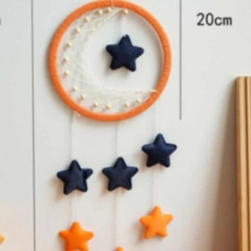 Wooden Beads Dream Catcher Net Tree Branches Hand Woven Tapestry Moon Sun Wall Blanket Covered Pipeline Vintage Art Pendant 1pcs