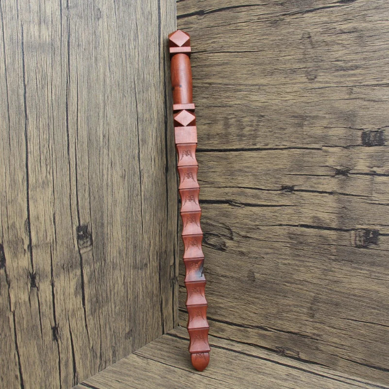 40cm Taoist Supplies Cross Heavenly Scripture God-Beating Whip, Thunder Jujube Wood Nine-Section Whip, Jujube Wood Ritual Implem
