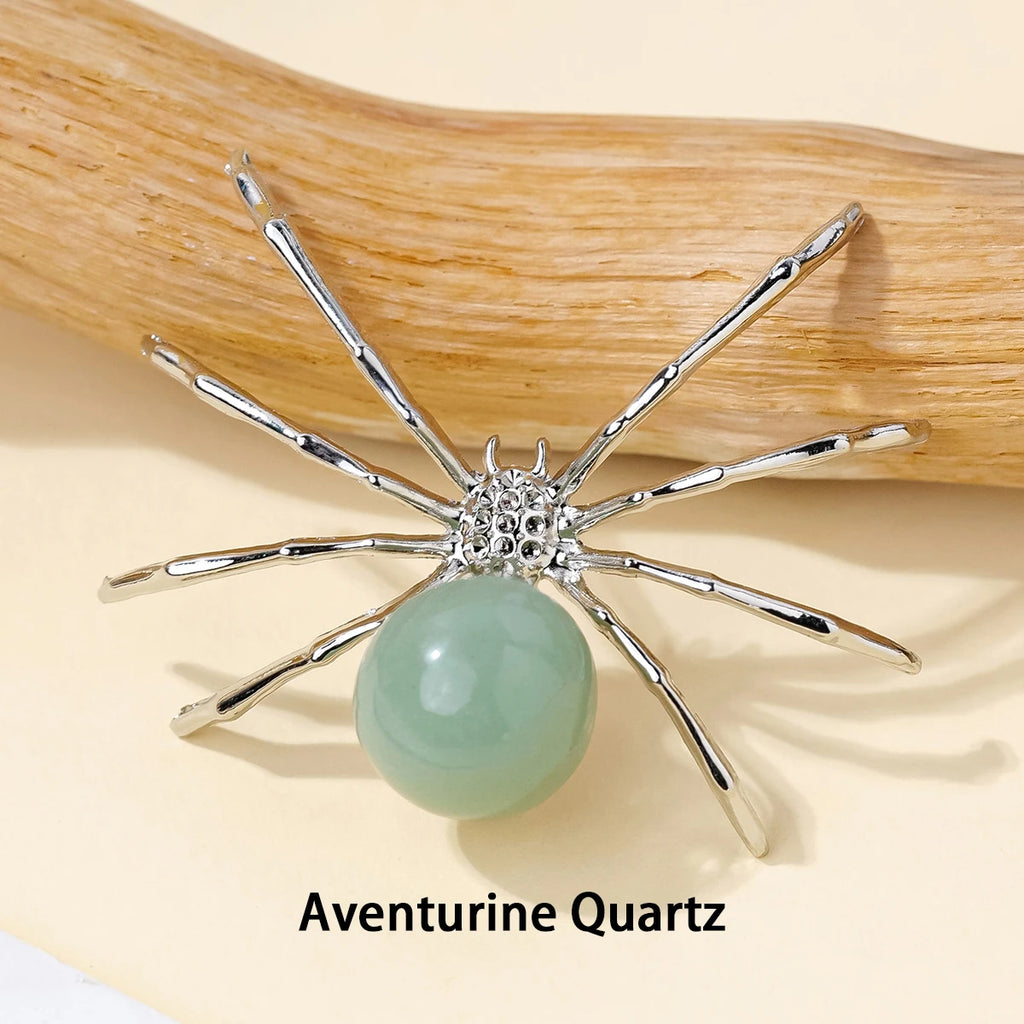 1 Pc Natural Crystal Tumbled Stone Spider Figurine – Halloween Prop, Home Desktop Decor, Handcrafted Ornament, Halloween Gift
