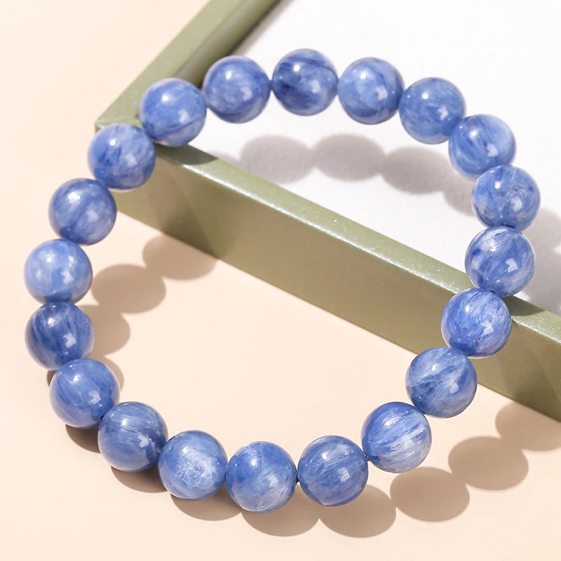 JD 5A Natural Brazilian Kyanite Bracelet Blue Cat's Eye Healing Stone Beads for Women Men Chakra Energy Jewelry Gift