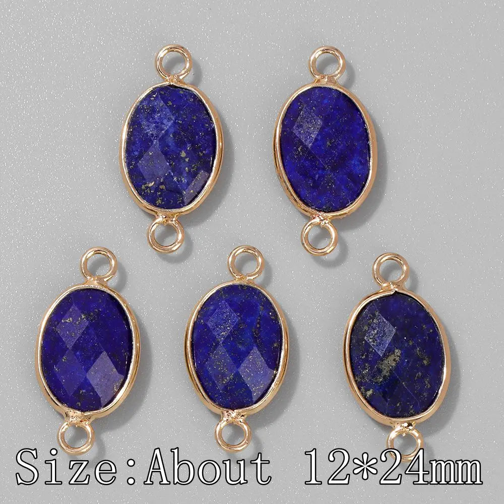 3Pcs Faceted Natural Stone Pendants Tiger Eye Crystal Double Hole Connectors Charm for Jewelry Making DIY Necklace Accessories