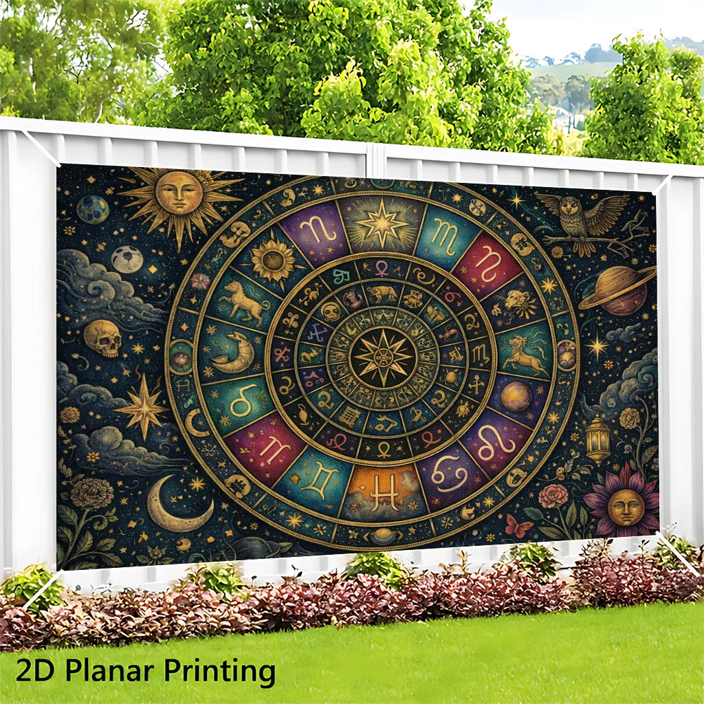 Cosmic Zodiac Constellation Tapestry Boho Galaxy Wall Art Celestial Astrology Decor Room Hanging Mystical Gift