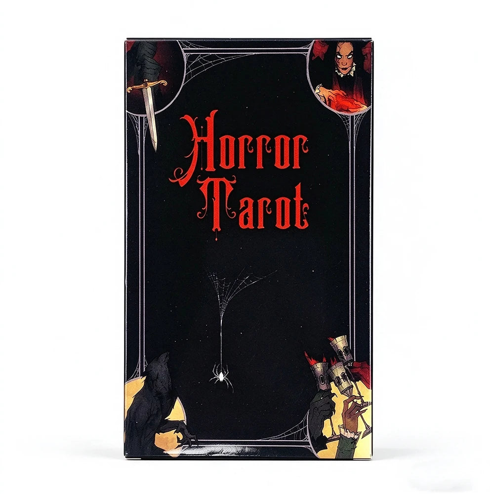 Horror Tarot Deck 78‑Cards Gothic Horror Art Tarot Cards Fortune Telling Divination Cards Game Halloween Party Game for Beginner