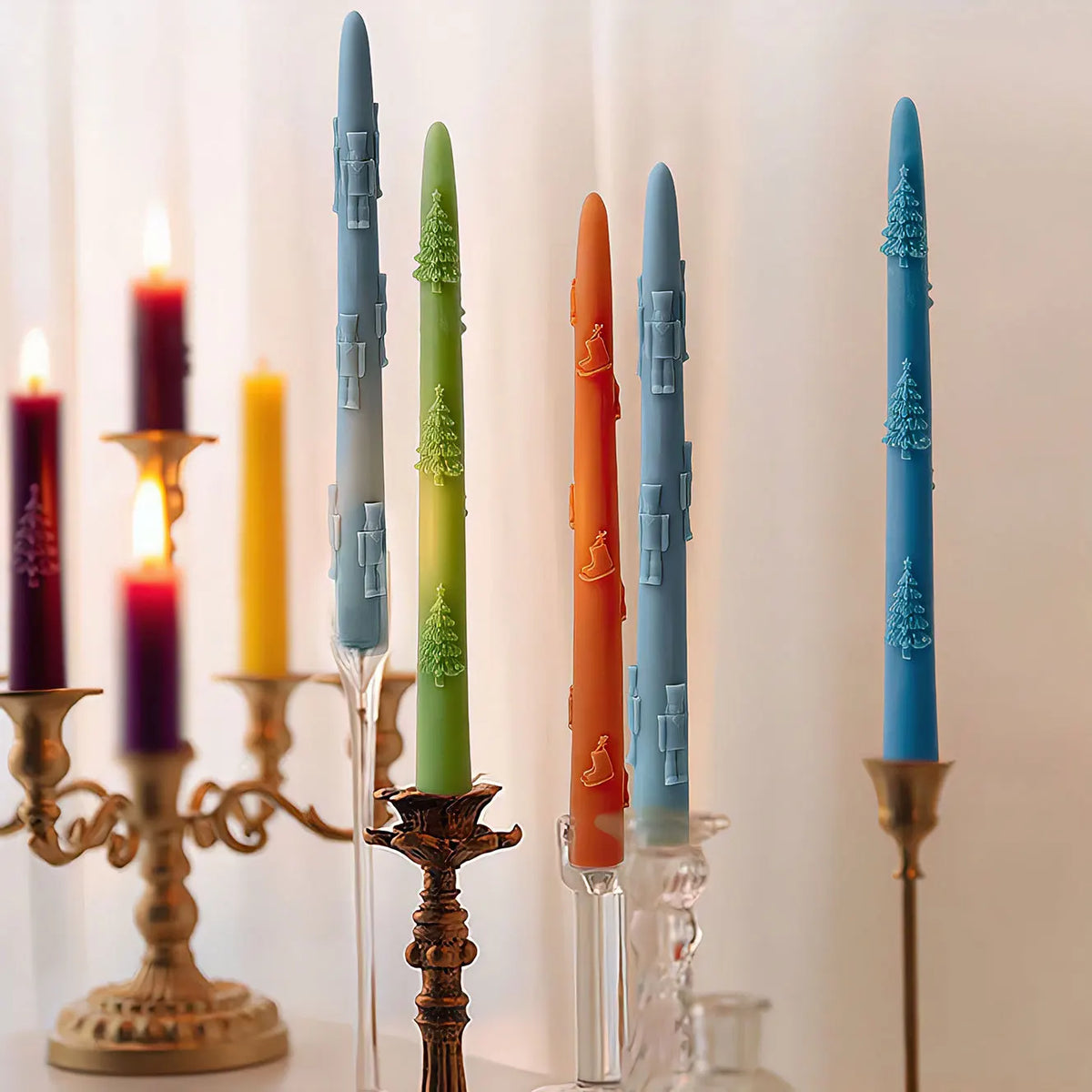 Christmas Long Candle Silicone Mold DIY Aroma Wax Stick Xmas Holiday Home Decor Gift Craft